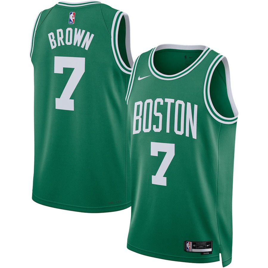 Men Boston Celtics #7 Jaylen Brown Nike Kelly Green Icon Edition 2022-23 Swingman NBA Jersey->denver nuggets->NBA Jersey